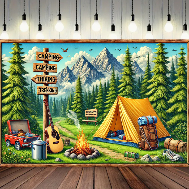 Outdoor Adventure Background - 1 خلفية للتخييم والمغامرة الخارجية، قماش